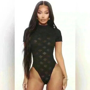 NWT!! Fashion Nova Black Sheer Bodysuit